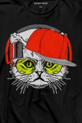 Cat Glasses Gözlüklü Kırmızı Kedi Uzun Kollu Tişört Baskılı T-Shirt - Thumbnail