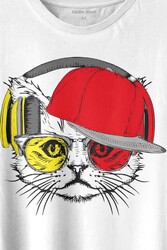 Cat Glasses Gözlüklü Sarı Kırmızı Kedi Baskılı Tişört Unisex T-shirt - Thumbnail