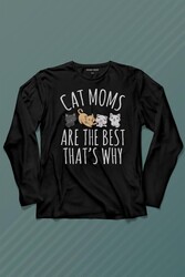 Cat Moms Kedi Annesi Are The Best Thats Hayvan Hakları Uzun Kollu Tişört Baskılı T-Shirt - Thumbnail