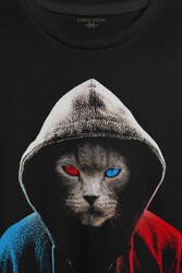 Cat Trabzon Kedisi Bordo Mavi Baskılı Tişört Unisex T-shirt - Thumbnail