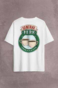 Central Perk Making Friends Logo Sırt Ön Baskılı Oversize Tişört Unisex T-Shirt