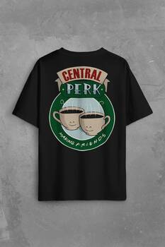 Central Perk Making Friends Logo Sırt Ön Baskılı Oversize Tişört Unisex T-Shirt