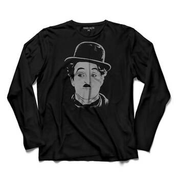 CHARLIE CHAPLIN ÇARLİ ÇAPLİN LOGO SİLÜET 2 UZUN KOLLU TİŞÖRT