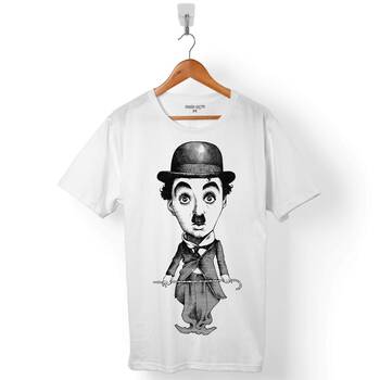 CHARLIE CHAPLIN ÇARLİ ÇAPLİN LOGO SİLÜET ÇİZİM ERKEK TİŞÖRT