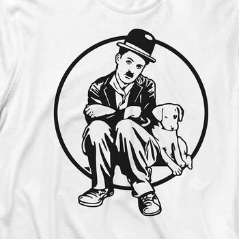 Charlie ChaplinKöpeği Dog Sinema Uzun Kollu Tişört Baskılı T-Shirt