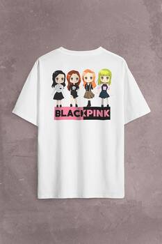 Chibi Black Pink BlackPink Müzik Güney Kore Sırt Ön Baskılı Oversize Tişört Unisex T-Shirt