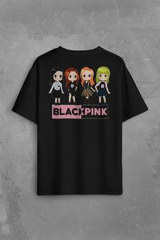 Chibi Black Pink BlackPink Müzik Güney Kore Sırt Ön Baskılı Oversize Tişört Unisex T-Shirt