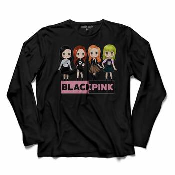 CHIBI BLACK PINK BLACKPINK MÜZİK GÜNEY KORE UZUN KOLLU TİŞÖRT