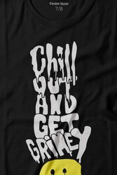 Chill Out And Get Grimey Relax Smile Gülen Surat Baskılı Tişört Çocuk T-shirt - Thumbnail