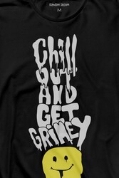 Chill Out And Get Grimey Relax Smile Gülen Surat Uzun Kollu Tişört Baskılı T-Shirt - Thumbnail