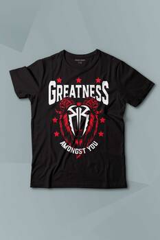 Çocuk Tişört Greatness Roman Reigns Gym Spor Fitness Siyah Baskılı T-shirt