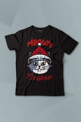 Çocuk Tişört Kedi Cat Meow Christmas Noel New Year Yılbaşı Baskılı T-shirt - Thumbnail