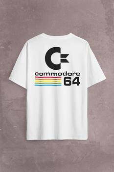 Commodore 61 C64 Logo Antika Bilgisayar Sırt Ön Baskılı Oversize Tişört Unisex T-Shirt