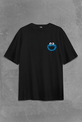 CooKie Kurabiye Canavarı Susam Sokağı Sırt Ön Baskılı Oversize Tişört Unisex T-Shirt - Thumbnail