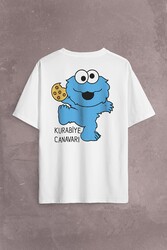 CooKie Kurabiye Canavarı Susam Sokağı Sırt Ön Baskılı Oversize Tişört Unisex T-Shirt - Thumbnail