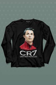 Cr7 Cristiano Ronaldo Manchester United Uzun Kollu Tişört Baskılı T-Shirt