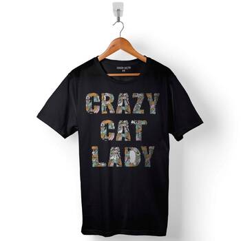 Crazy Cat Lady Çılgın Kedi Baskılı Tişört Unisex T-Shirt