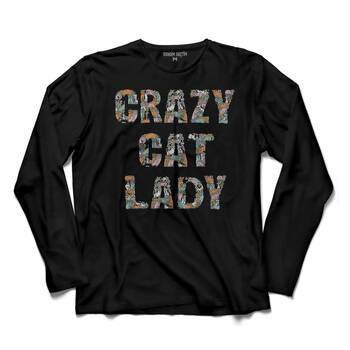 CRAZY CAT LADY ÇILGIN KEDİ UZUN KOLLU TİŞÖRT