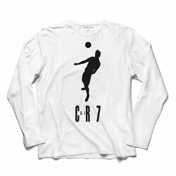 Cristiano Ronaldo Aır Cr7 Typography Silüet Uzun Kollu Tişört Baskılı T-Shirt - Thumbnail