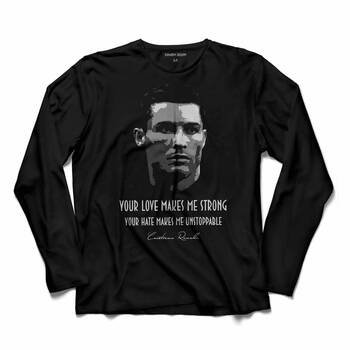 CRISTIANO RONALDO CR7 TYPOGRAPHY SİLÜET UZUN KOLLU TİŞÖRT