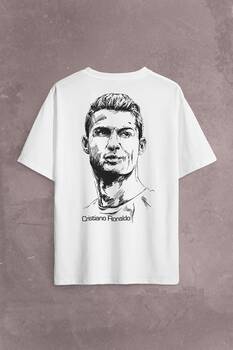 Cristiano Ronaldo Silüet Manchester United Sırt Ön Baskılı Oversize Tişört Unisex T-Shirt