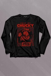 Cult Of Chucky 1988 Korku Film Çaki Uzun Kollu Tişört Baskılı T-Shirt - Thumbnail