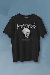 Darkness Skull Luther Gothic Kuru Kafa Gotik Baskılı Siyah T-shirt Unisex Tişört - Thumbnail