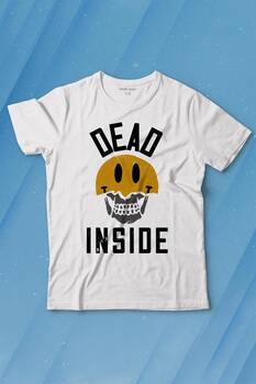 Dead Inside Smiley Skull Smile Gülen Surat Kurukafa Baskılı Tişört Çocuk T-shirt