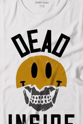 Dead Inside Smiley Skull Smile Gülen Surat Kurukafa Baskılı Tişört Çocuk T-shirt - Thumbnail