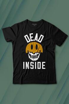 Dead Inside Smiley Skull Smile Gülen Surat Kurukafa Baskılı Tişört Çocuk T-shirt