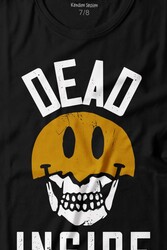 Dead Inside Smiley Skull Smile Gülen Surat Kurukafa Baskılı Tişört Çocuk T-shirt - Thumbnail