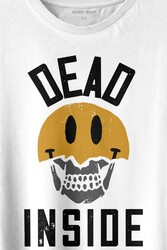 Dead Inside Smiley Skull Smile Gülen Surat Kurukafa Baskılı Tişört Unisex T-shirt - Thumbnail