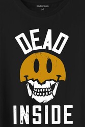 Dead Inside Smiley Skull Smile Gülen Surat Kurukafa Baskılı Tişört Unisex T-Shirt - Thumbnail