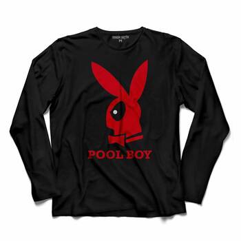 DEADPOOL POOL BOY 1 2 3 LOGO UZUN KOLLU TİŞÖRT