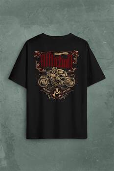 Death Rider Affliction Ölüm Sürücüsü Motosiklet Sırt Ön Baskılı Oversize Tişört Unisex T-Shirt