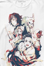 Demon Slayer Anime Dizi Japanese Japonca Kimetsu No Yaibe Uzun Kollu Tişört Baskılı T-Shirt - Thumbnail