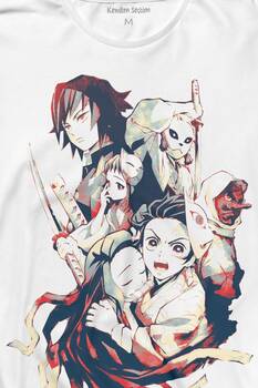 Demon Slayer Anime Dizi Japanese Japonca Kimetsu No Yaibe Uzun Kollu Tişört Baskılı T-Shirt