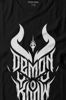 Demon You Know Devil Gothic Grunge Rock Baskılı Tişört Çocuk T-shirt