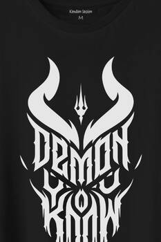 Demon You Know Devil Gothic Grunge Rock Baskılı Tişört Unisex T-Shirt