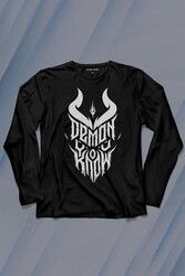 Demon You Know Devil Gothic Grunge Rock Uzun Kollu Tişört Baskılı T-Shirt - Thumbnail