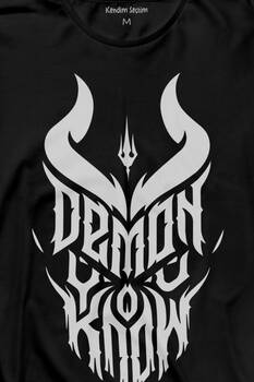 Demon You Know Devil Gothic Grunge Rock Uzun Kollu Tişört Baskılı T-Shirt