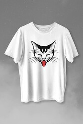 Dilini Çıkaran Sevimli Kedi Cat Music Baskılı Tişört Unisex T-shirt - Thumbnail