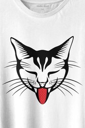 Dilini Çıkaran Sevimli Kedi Cat Music Baskılı Tişört Unisex T-shirt - Thumbnail