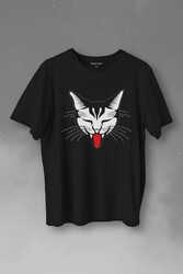 Dilini Çıkaran Sevimli Kedi Cat Music Baskılı Tişört Unisex T-Shirt - Thumbnail