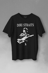 Dire Straits David Mark Knopfler Rock Music Guitar Baskılı Tişört Unisex T-Shirt - Thumbnail