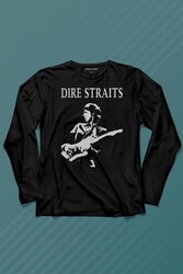 Dire Straits David Mark Knopfler Rock MusicGuitar Uzun Kollu Tişört Baskılı T-Shirt - Thumbnail