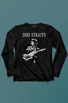 Dire Straits David Mark Knopfler Rock MusicGuitar Uzun Kollu Tişört Baskılı T-Shirt