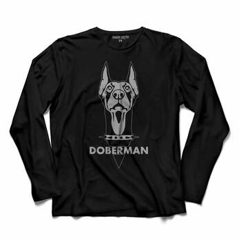 DOBERMAN DOG KÖPEK KAFA 2 UZUN KOLLU TİŞÖRT