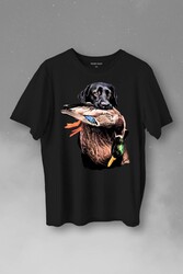 Dog Duck Av Köpeği Ve Ördek Köpek Hunting Baskılı Tişört Unisex T-Shirt - Thumbnail