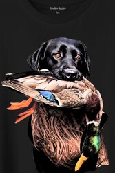 Dog Duck Av Köpeği Ve Ördek Köpek Hunting Baskılı Tişört Unisex T-Shirt - Thumbnail